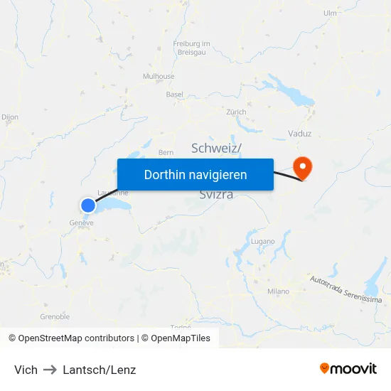 Vich to Lantsch/Lenz map