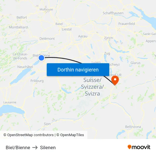 Biel/Bienne to Silenen map