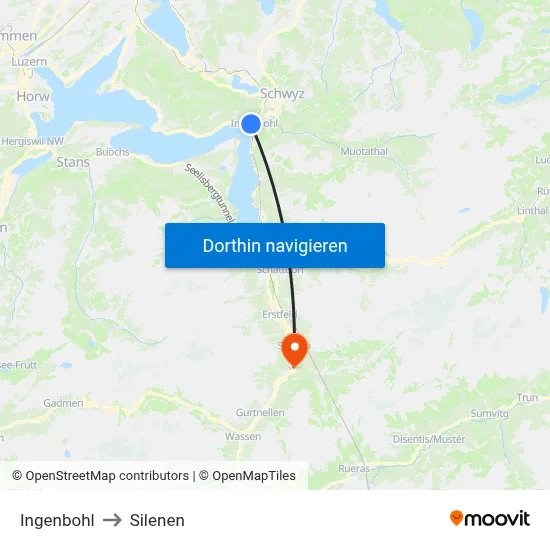 Ingenbohl to Silenen map