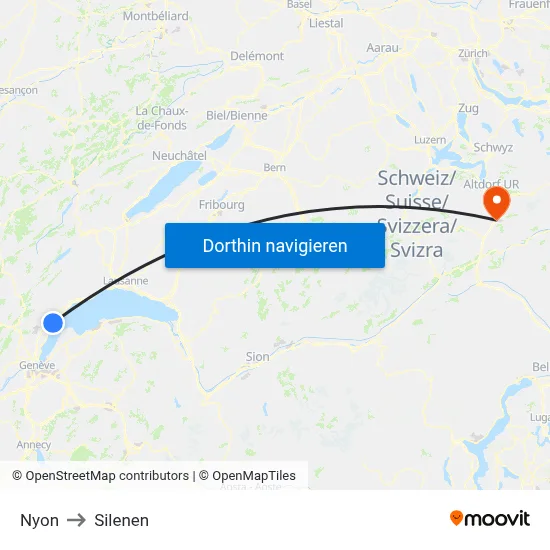 Nyon to Silenen map