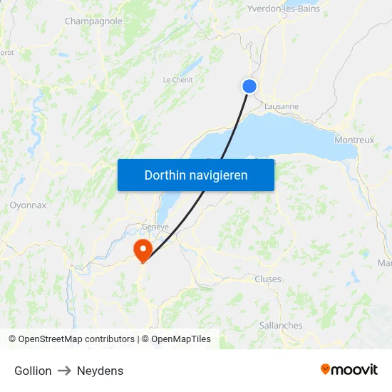 Gollion to Neydens map