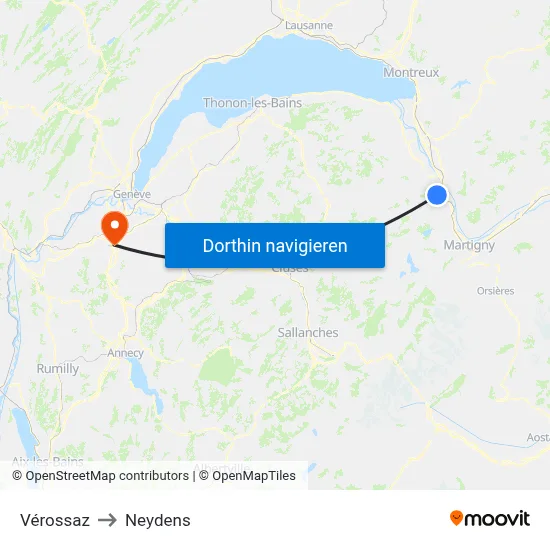 Vérossaz to Neydens map