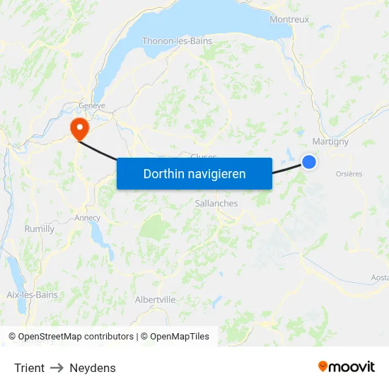 Trient to Neydens map