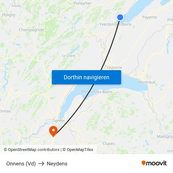 Onnens (Vd) to Neydens map