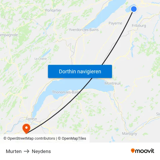 Murten to Neydens map
