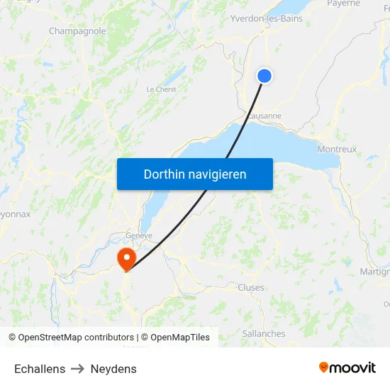 Echallens to Neydens map