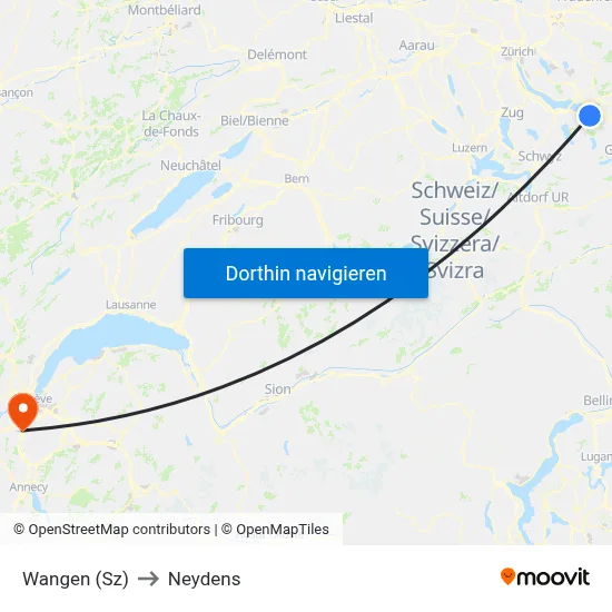 Wangen (Sz) to Neydens map