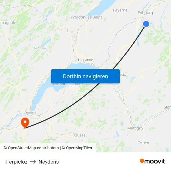 Ferpicloz to Neydens map