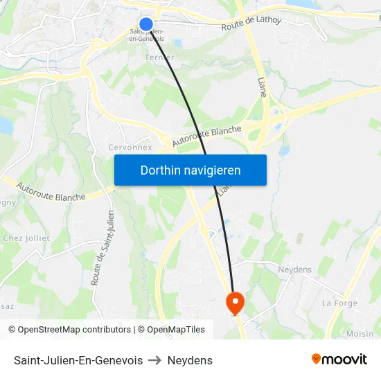 Saint-Julien-En-Genevois to Neydens map