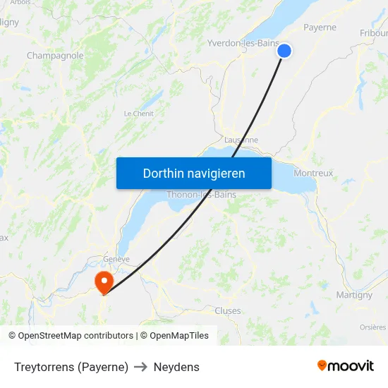 Treytorrens (Payerne) to Neydens map