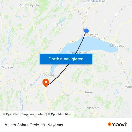 Villars-Sainte-Croix to Neydens map
