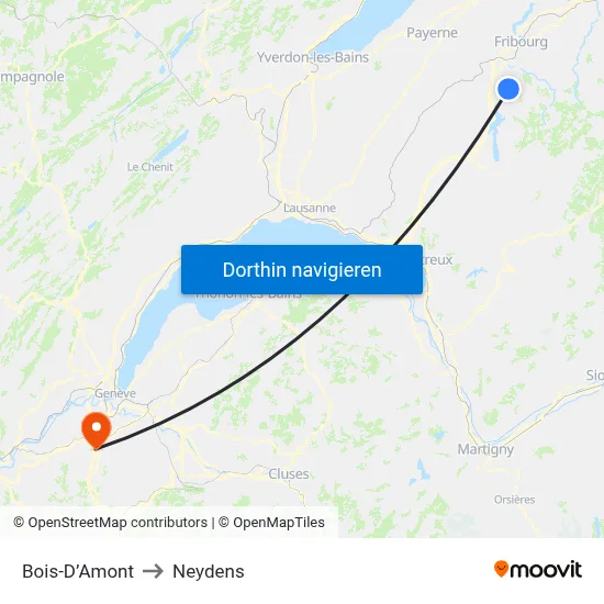 Bois-D’Amont to Neydens map