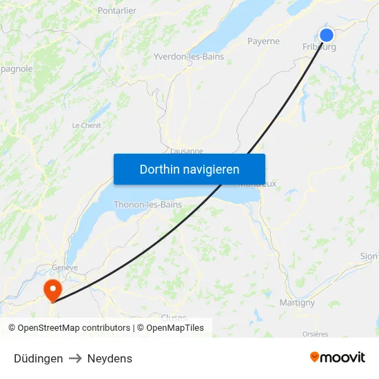 Düdingen to Neydens map