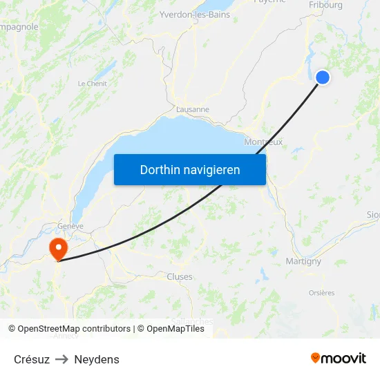 Crésuz to Neydens map