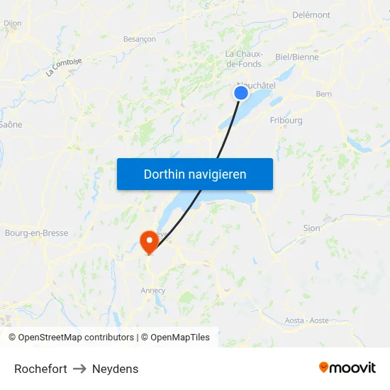 Rochefort to Neydens map