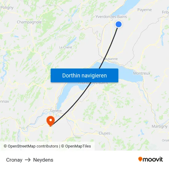 Cronay to Neydens map