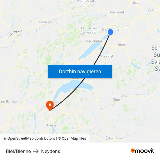 Biel/Bienne to Neydens map