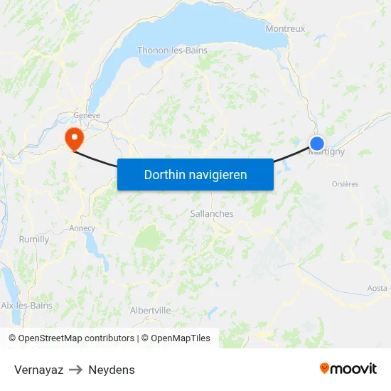Vernayaz to Neydens map