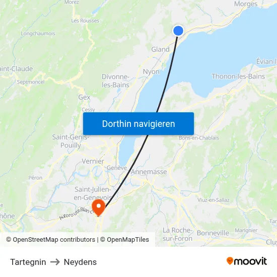 Tartegnin to Neydens map