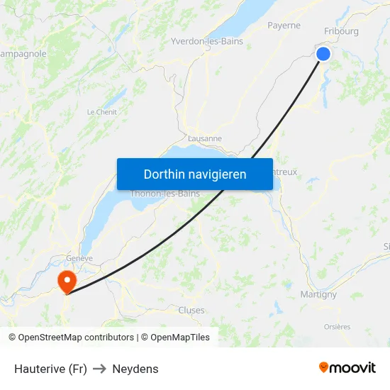 Hauterive (Fr) to Neydens map