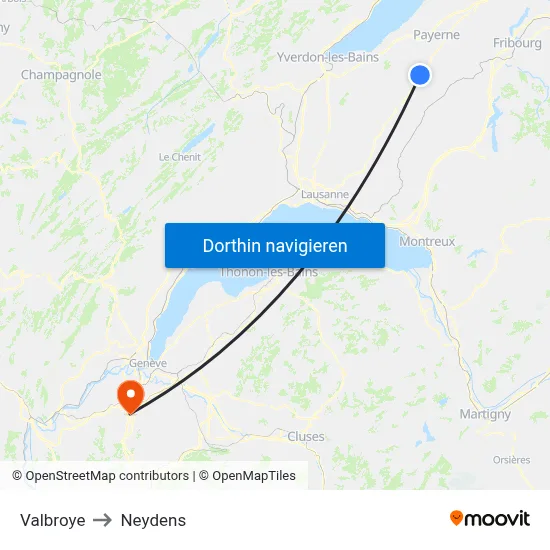 Valbroye to Neydens map