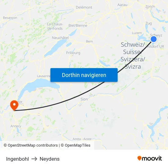 Ingenbohl to Neydens map