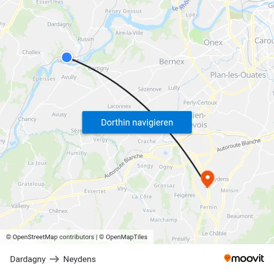 Dardagny to Neydens map