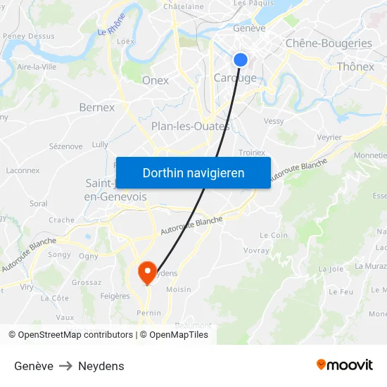 Genève to Neydens map