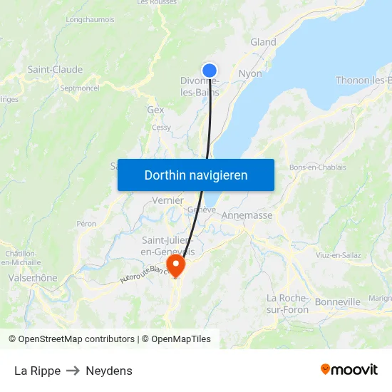La Rippe to Neydens map