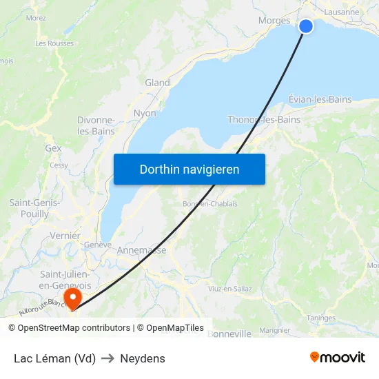 Lac Léman (Vd) to Neydens map