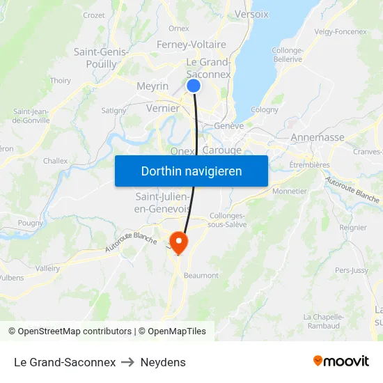 Le Grand-Saconnex to Neydens map