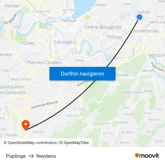 Puplinge to Neydens map