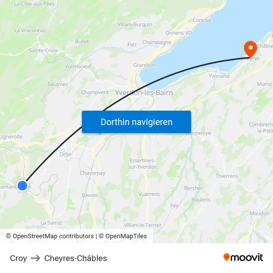 Croy to Cheyres-Châbles map