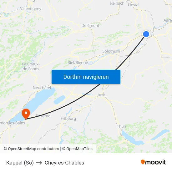 Kappel (So) to Cheyres-Châbles map