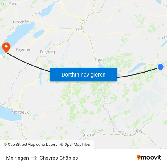 Meiringen to Cheyres-Châbles map