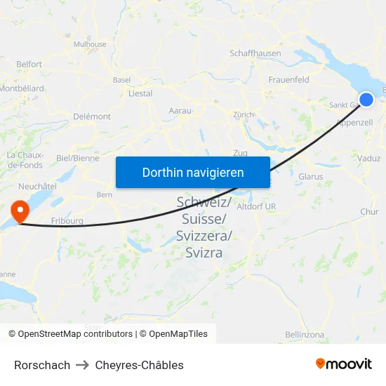 Rorschach to Cheyres-Châbles map