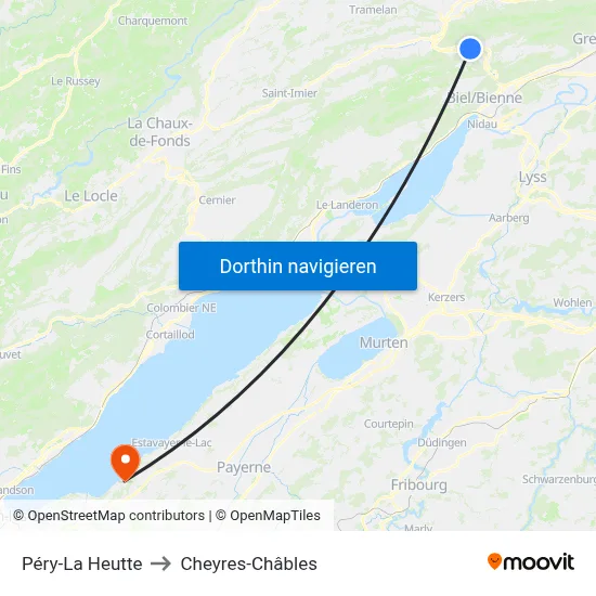 Péry-La Heutte to Cheyres-Châbles map