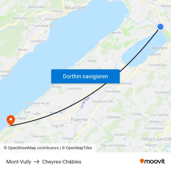 Mont-Vully to Cheyres-Châbles map