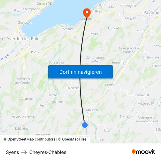 Syens to Cheyres-Châbles map