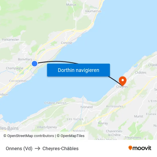Onnens (Vd) to Cheyres-Châbles map