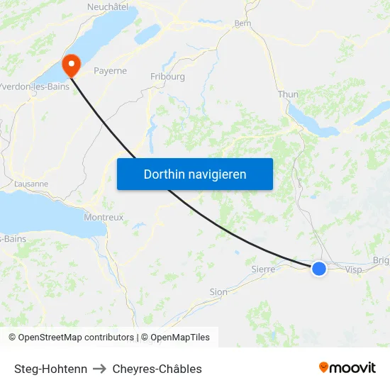 Steg-Hohtenn to Cheyres-Châbles map
