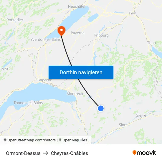 Ormont-Dessus to Cheyres-Châbles map