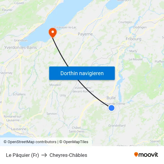 Le Pâquier (Fr) to Cheyres-Châbles map