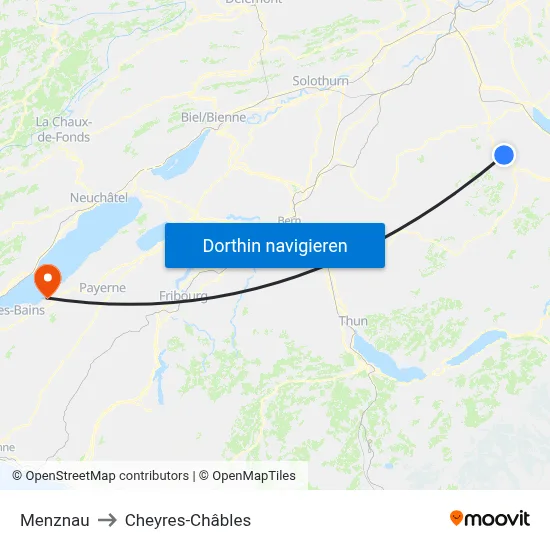 Menznau to Cheyres-Châbles map
