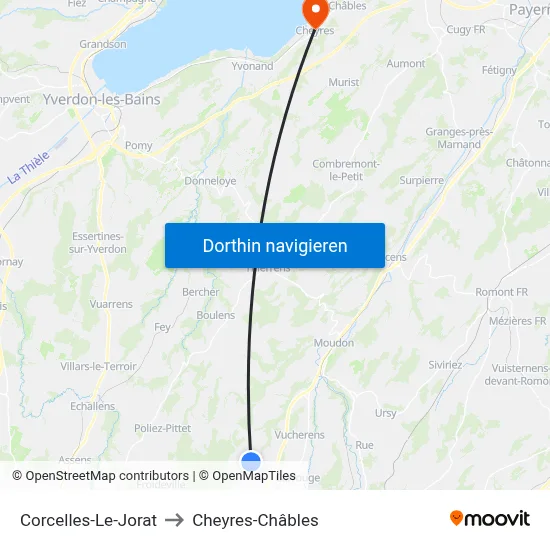Corcelles-Le-Jorat to Cheyres-Châbles map