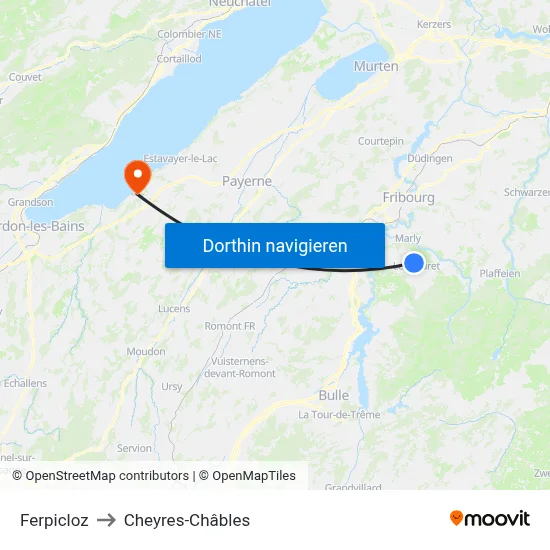 Ferpicloz to Cheyres-Châbles map