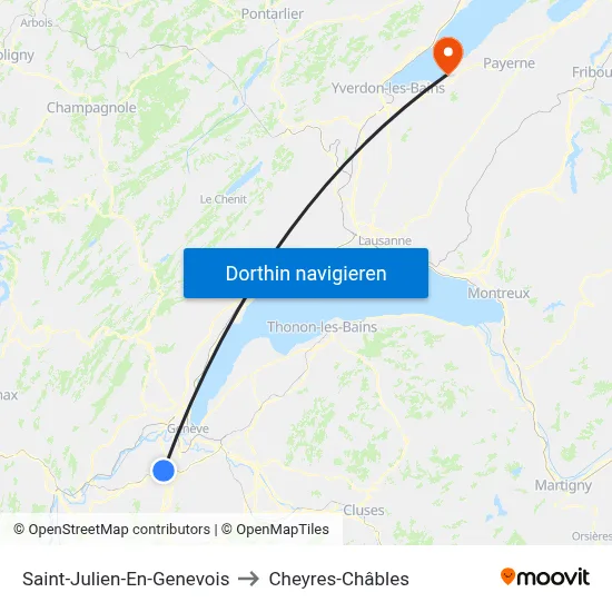 Saint-Julien-En-Genevois to Cheyres-Châbles map
