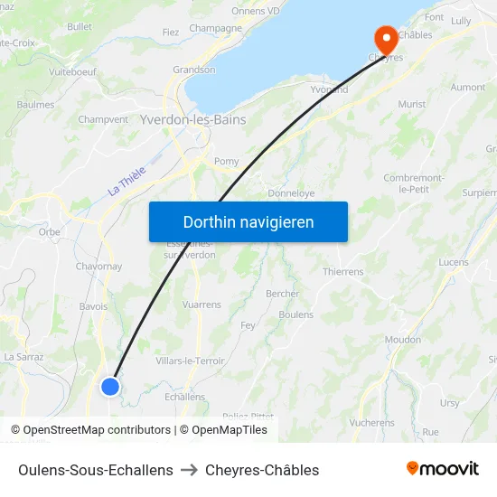 Oulens-Sous-Echallens to Cheyres-Châbles map