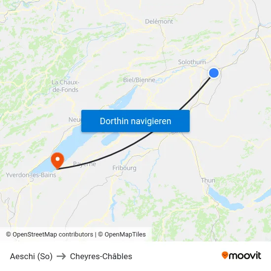 Aeschi (So) to Cheyres-Châbles map