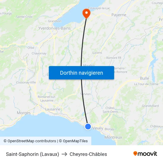 Saint-Saphorin (Lavaux) to Cheyres-Châbles map